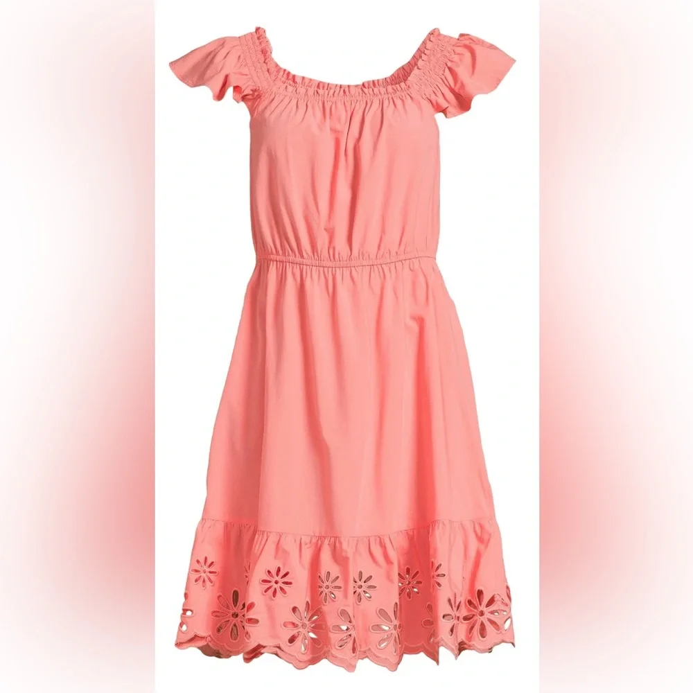 Time and Tru Square Neck Eyelet Trim Mini Dress Size Large - Picture 1 of 6